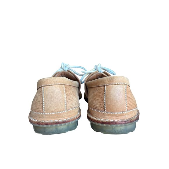Clarks Mens Shoe Size 12 Grafted Sail Durable Boat Tan Leather Loafers Laces EUC - Picture 3 of 9